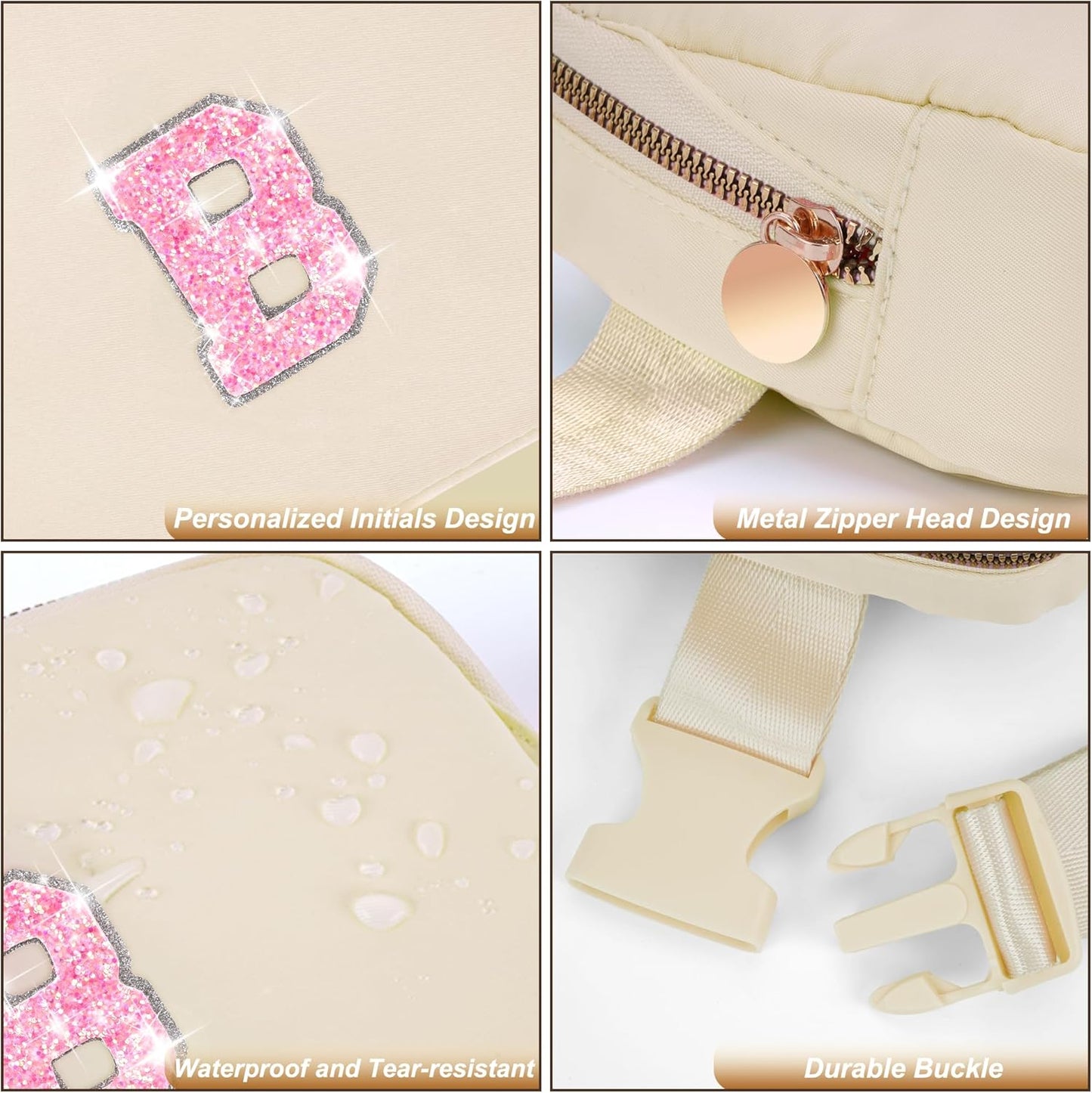 Fanny Pack Belt Bag Crossbody Bags with Initials Letter Patch Trendy Stuff for Teens Cute Stuff Birthday Gifts for Teenager Girls | Khaki,Initial B