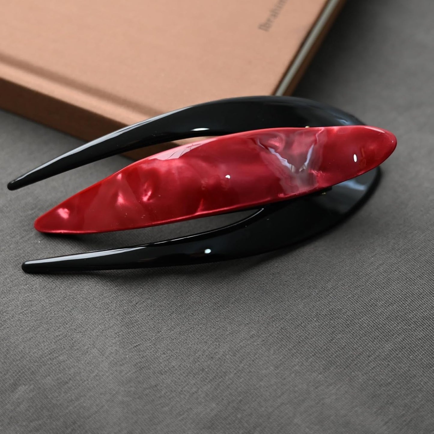 Handmade Celluloid French Design Tortoise Shell Barrettes Side-slide Opening Duck Luxury Fashion Accessories Hair Clip Claw for Women (red)