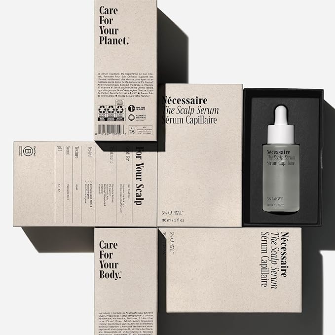 Nécessaire The Scalp Serum. 5% Capixyl™ + 1% Hyaluronic Acid For Fuller, Thicker, Healthier Hair. Fragrance-Free. Approved by the National Eczema Association. 1 fl oz