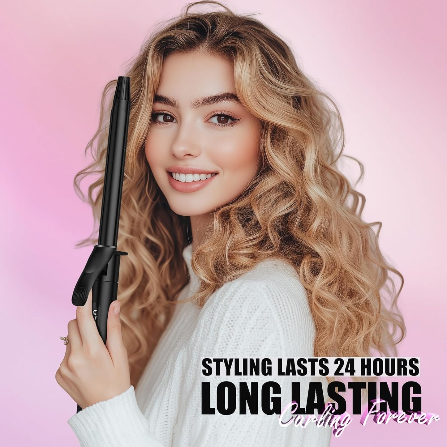 Farery Long Barrel Curling Iron 3/4 Inch, Extra Long Curling Iron for Tight Curls, Ceramic Curling Wand Infused Argan Oil & Keratin, Long Lasting, 11 Adjustable Temp, Include Clips & Silicone Pad