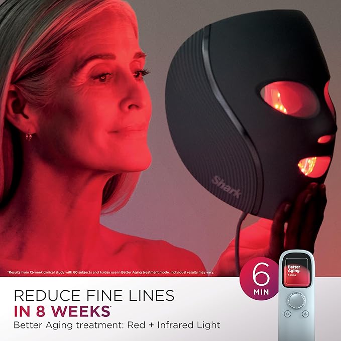 Shark CryoGlow LED Face Mask (FSA/HSA Eligible*) with Under-Eye Cooling, Anti-Ageing & Blemish Repair, Red & Blue LED, Infrared Light Therapy, USB-C, Remote Control, Storage Bag, Lilac Chill, FW312PL