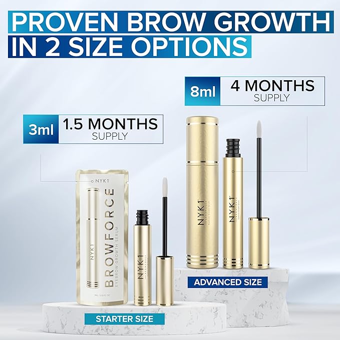 NYK1 CONCENTRATED Eyebrow Growth Serum For Thicker Brows (3ml) BrowForce Eyebrow Serum To Grow Brows For Fuller Thicker Natural Brow - Advanced Eye Brow Growth Serums Formula For Eyebrows Regrowth