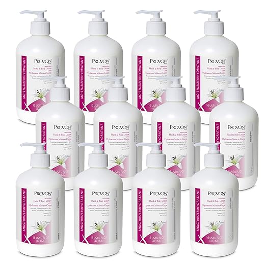 GOJO PROVON Moisturizing Hand and Body Lotion, 16 fl oz Lotion Pump Bottle (Pack of 12) - 4235-12