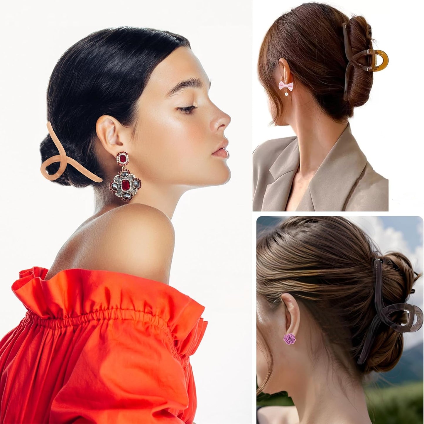 Large Hair Claw Clips Non-Slip Large Claw Hair for Women and Girls, Strong Hold Banana Jaw Clips for women 6 pcs