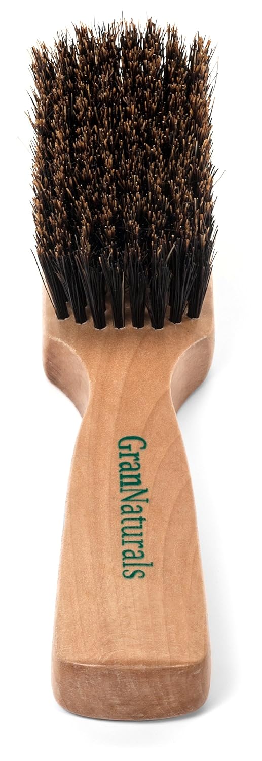 GranNaturals Soft Mens Boar Bristle Hair Brush - Natural Wooden Club Style Wave Hair Brush for Men - Styling Beard Hairbrush for Fine, Thin or Thick Hair