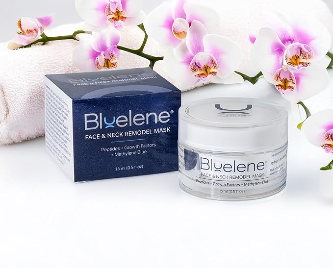 Face and Neck Remodel Mask with Methylene Blue, Growth Factors, Advanced Peptides, Niacinamide, Cork Oak, Linseed, and Edelweiss (15 ML). Suitable for Sensitive Skin