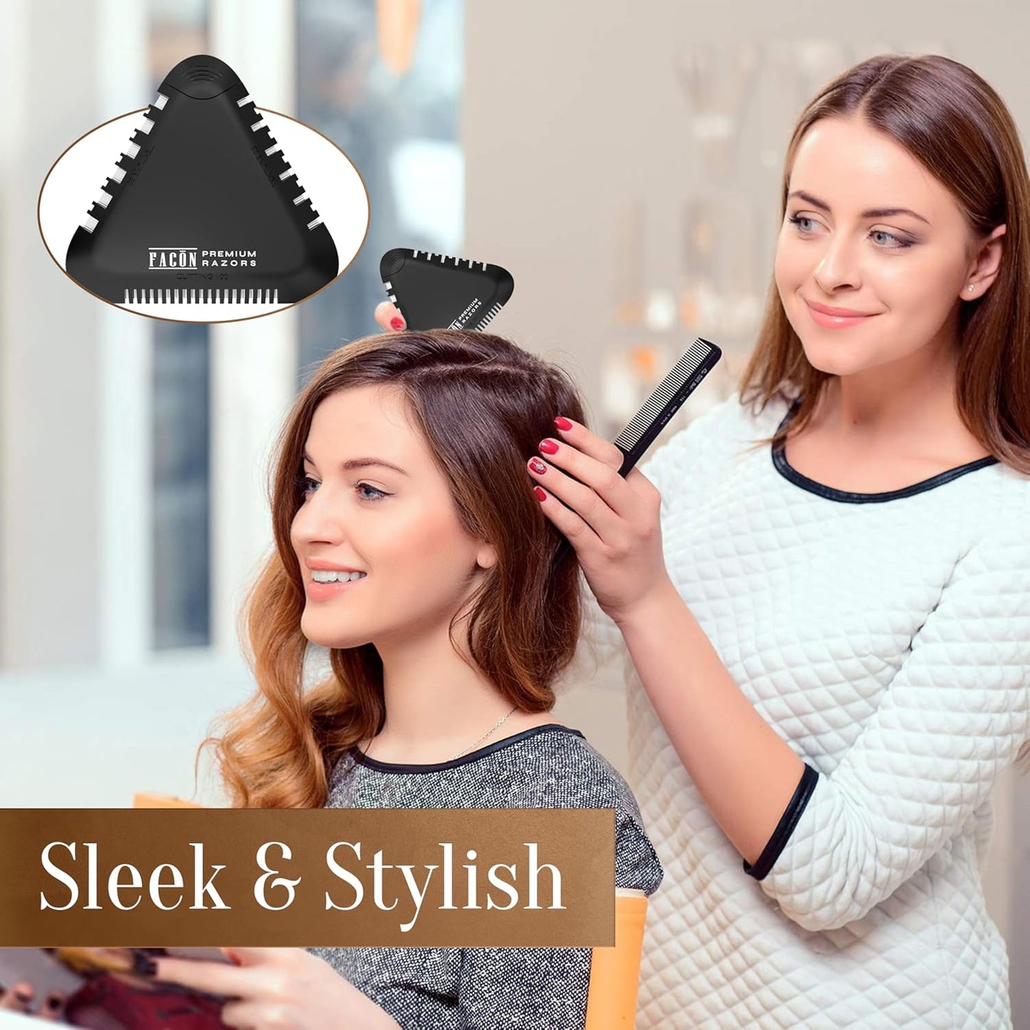 Facón Razor Comb for Hair Cutting - Professional Hair Cutting Comb Kit with 13 Replacement Blades, Double Edge Shaper for Salon & Home, Premium Styling Thinning Texturizing Split Ends Trimming Razor