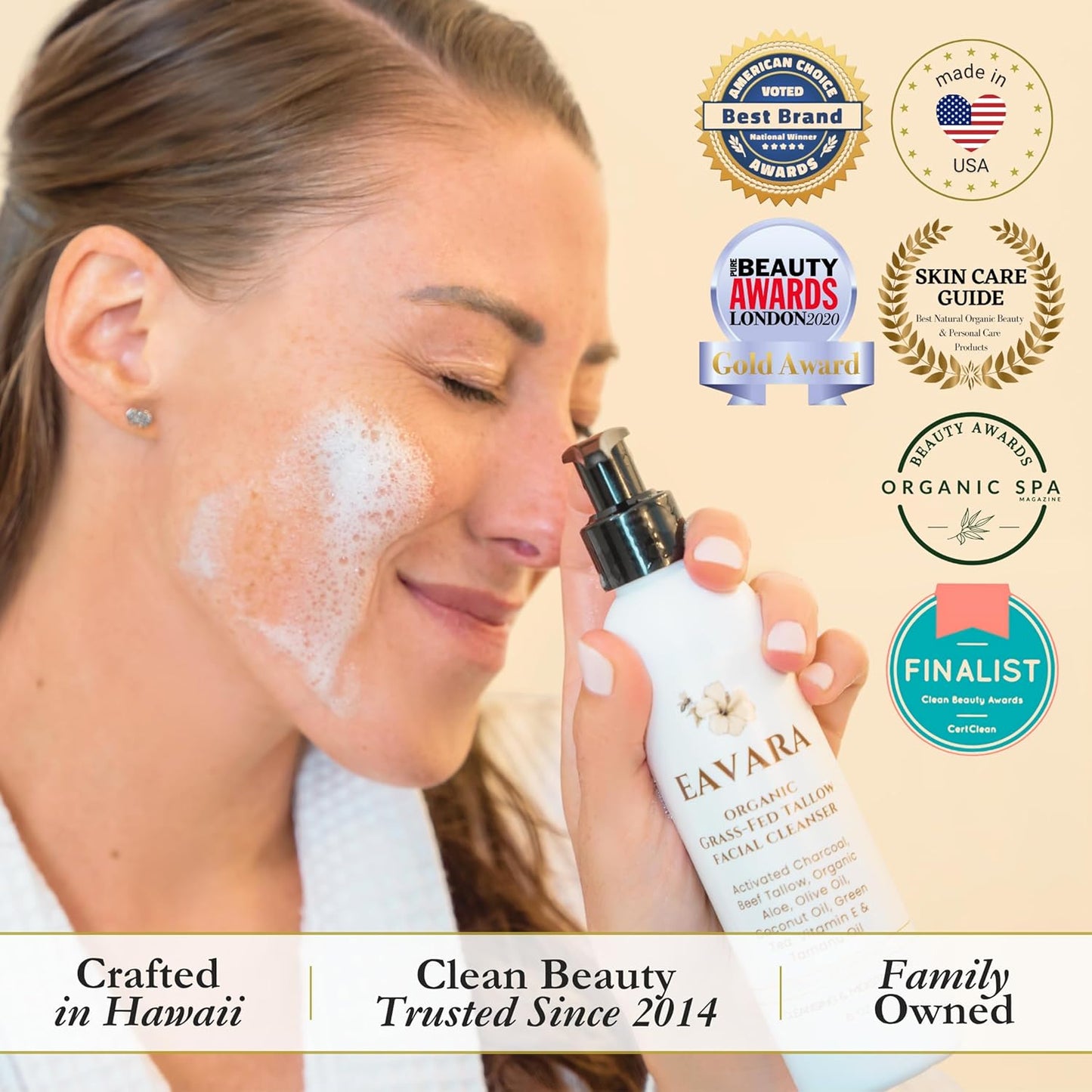 Beef Tallow Face Wash – Natural and Hydrating with Activated Charcoal, Aloe, Hyaluronic Acid, and Green Tea – Facial Cleanser with Grass Fed Beef Tallow – Face Wash for Women and Men – 6oz Pump