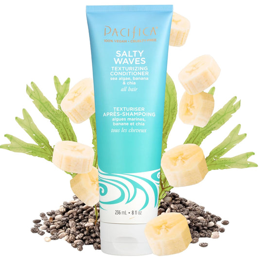 Pacifica Beauty Conditioner, Salty Waves Texturizing and Moisturizing, 8 Fl Oz, Banana Scent, For All Hair Types, Vitamin B + Vitamin E, Vegan & Cruelty Free
