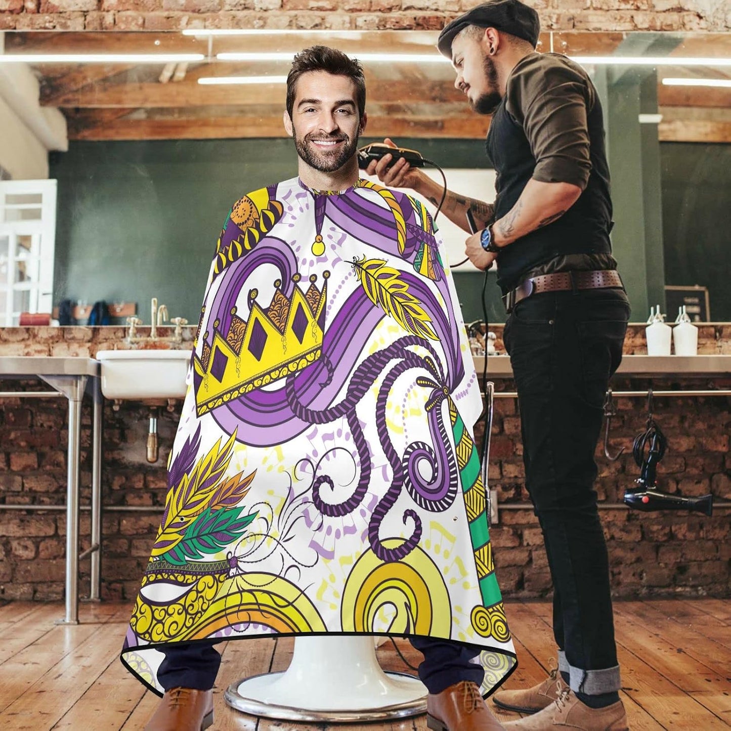 visesunny Professional Barber Cape Polyester Hair Cutting Clippings Catcher Grooming Cape Apron for Shaving Trimming For Men