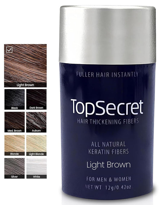 Top Secret Hair Thickening Building Fibers Refills - Undetectable & Natural Hair Filler - for Men & Women - Instantly Fill In Fine Thinning Hair - Weather & Sweat Resistant (Light Brown, Regular)