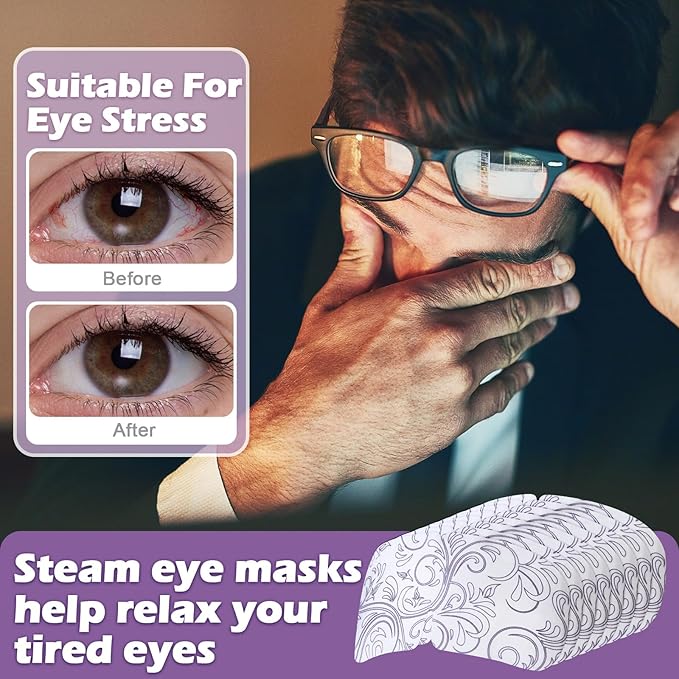 50 Packs Steam Eye Mask for Dry Eyes Spa Warm Sleep Mask Self Heating Disposable Eye Masks for Home Office Travel Eyestrain Relieve(Lavender Scent)