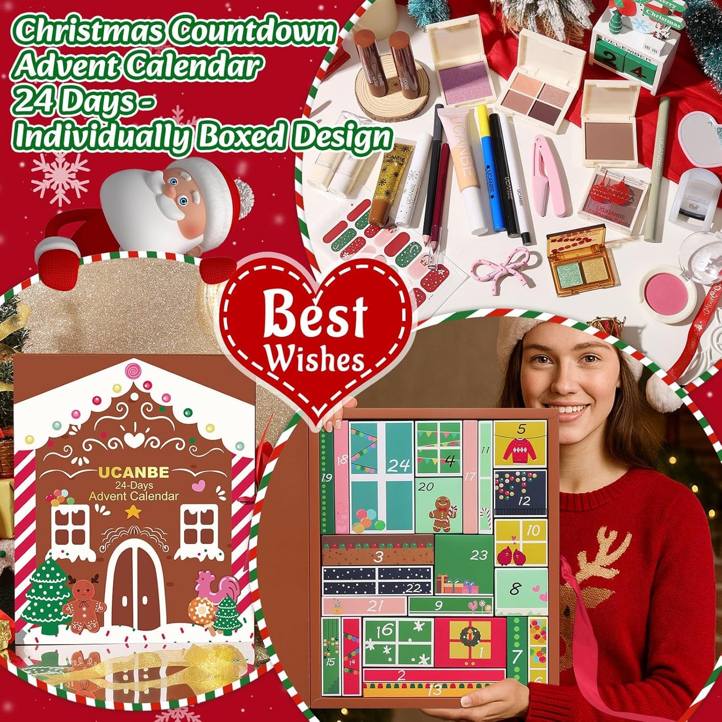 Makeup Advent Calendar 2025, 24 Days Individually Boxed Christmas Makeup Sets, 2025 Xmas Countdown Calendar Makeup & Cosmetic, Gift for Women Teens Girls