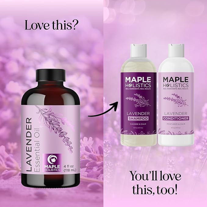 Pure Lavender Essential Oil 4oz - Relaxing Lavender Oil Essential Oil for Diffuser Aromatherapy Sleep and Mood - Pure Lavender Oil for Hair Skin and Nails Plus Calming Aromatherapy Oil for Diffuser