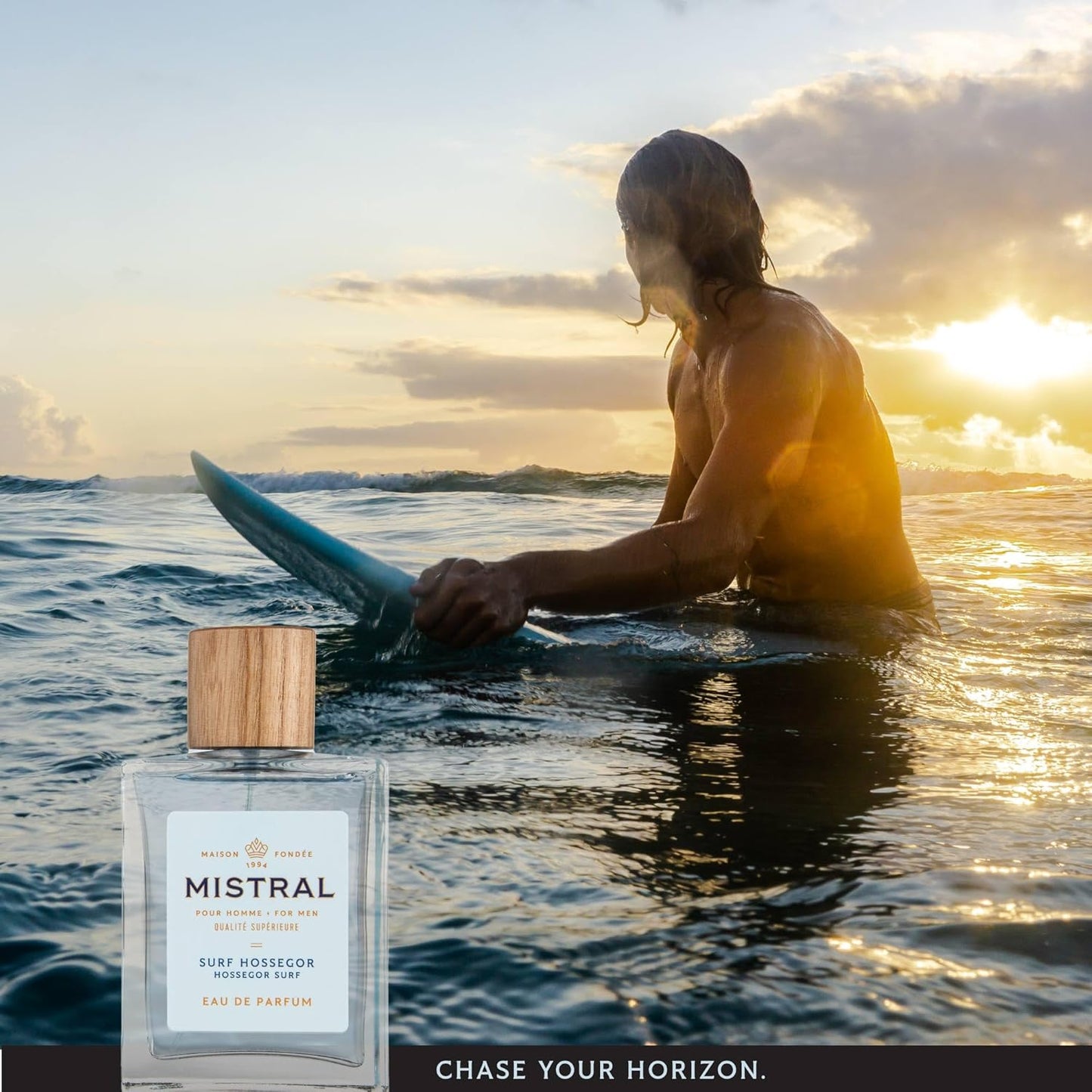 Mistral Men's Cologne - Surf Hossegor Eau de Parfum Spray | Long-Lasting Fresh Cologne for Men with Driftwood, Sea Salt & Eucalyptus | Cruelty-Free French Fragrance | Made in France – 3.4 Oz