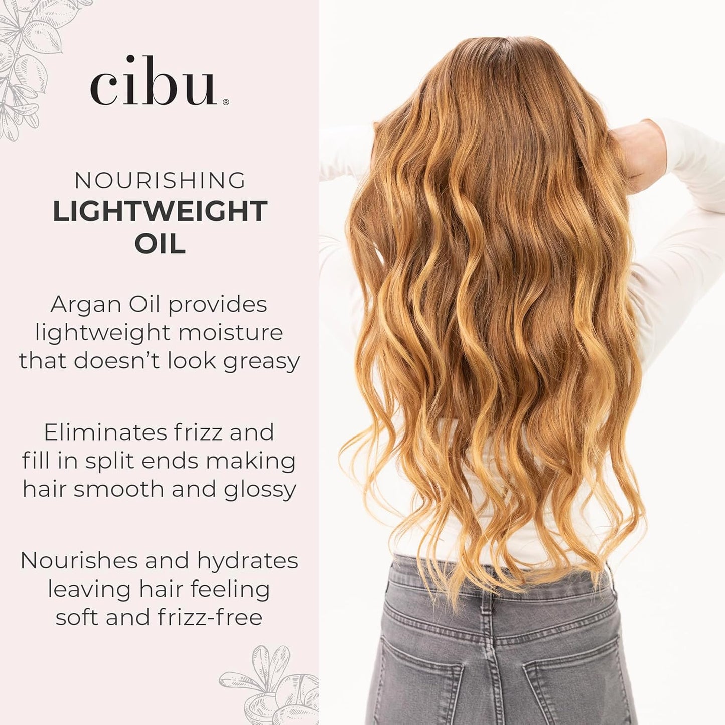 CIBU Nourishing Argan Oil Hair Serum | Anti-Frizz, Heat Protectant & Anti-Breakage Formula | Lightweight Hair Treatment | 4 Ounces