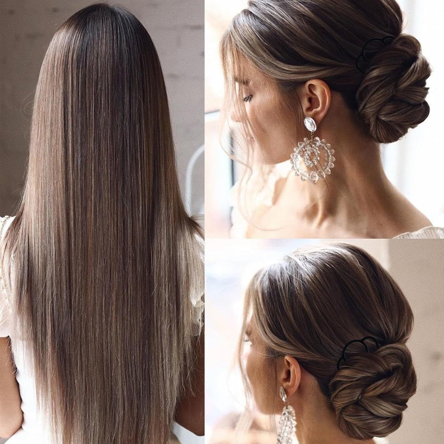 10 Pieces Hair Side Combs Metal Hair Fork Clip French Twist Comb Updo Hair Stick, U-Shape Teeth Styling Tools Messy Bun Maker Vintage Hairstyle Hair Pins Hair Accessories for Women and Girls