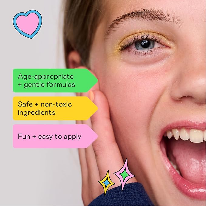 YAWN Makeup & Skincare Kit for Kids | Non-Toxic, Vegan, Cruelty Free, Talc Free | Lip Balm, Tinted Face Multi-Stick for Lips & Cheeks, and Universal Body Balm Stick | For Kids 3+ | Made in USA