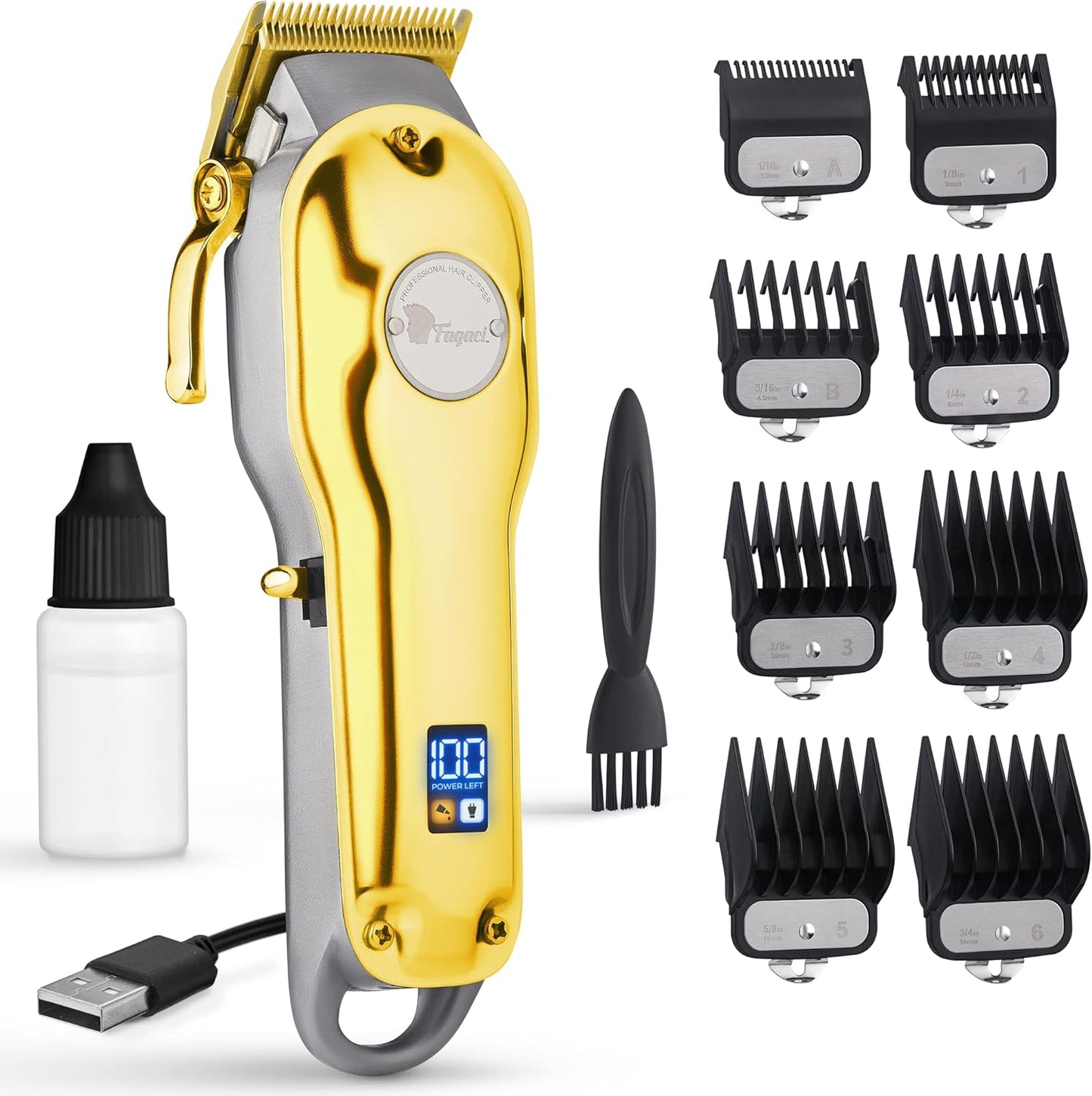 Fagaci Professional Hair Clippers - Cordless, Fine Cutting, Barber Kit for Men