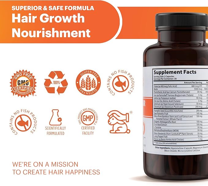 AVIVA - Advanced Hair Nutrition Hair Growth Vitamins, Hair Growth Supplement for Voluminous Tresses, Hair Vitamins with 5000mcg Biotin, 18 Essential Oils, Nutrients and Vitamins for Hair, 180 Capsules