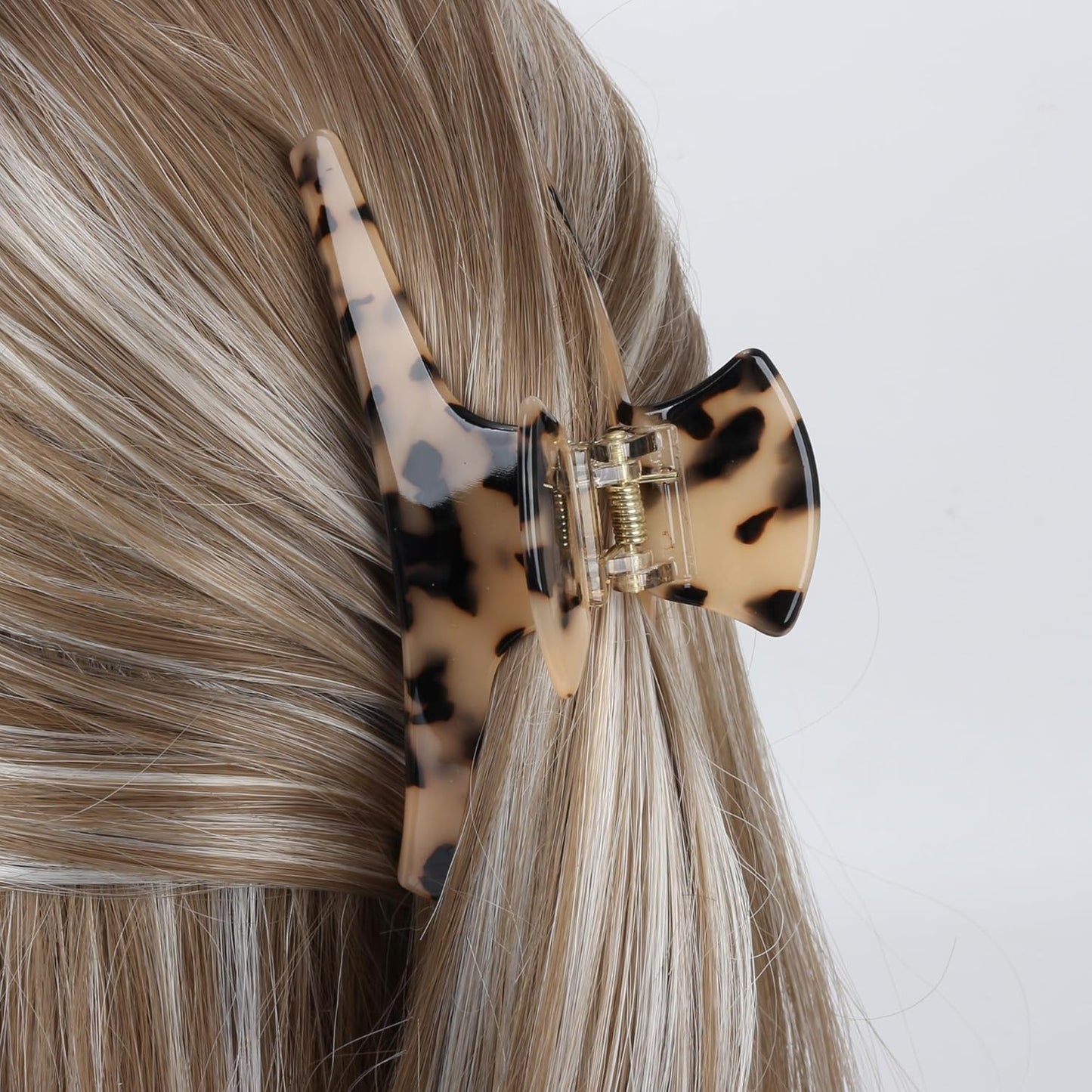 FAELBATY Big Hair Claw Clips Banana Claw Clip 4.5" Big Claw Clip for Thin Medium Volume Hair Tortoise Barrettes Celluloid French Butterfly Jaw Clips Hair Accessories for Women Girls (Leopard)