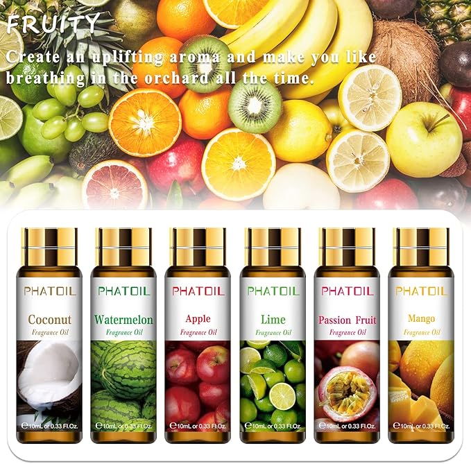 9PCS Fruity Essential Oils Gift Set, 10ml/0.33fl.oz Fragrance Oils for Soap, DIY Candle, Bath Bombs Making, Fruit Scented Oils for Diffusers for Home