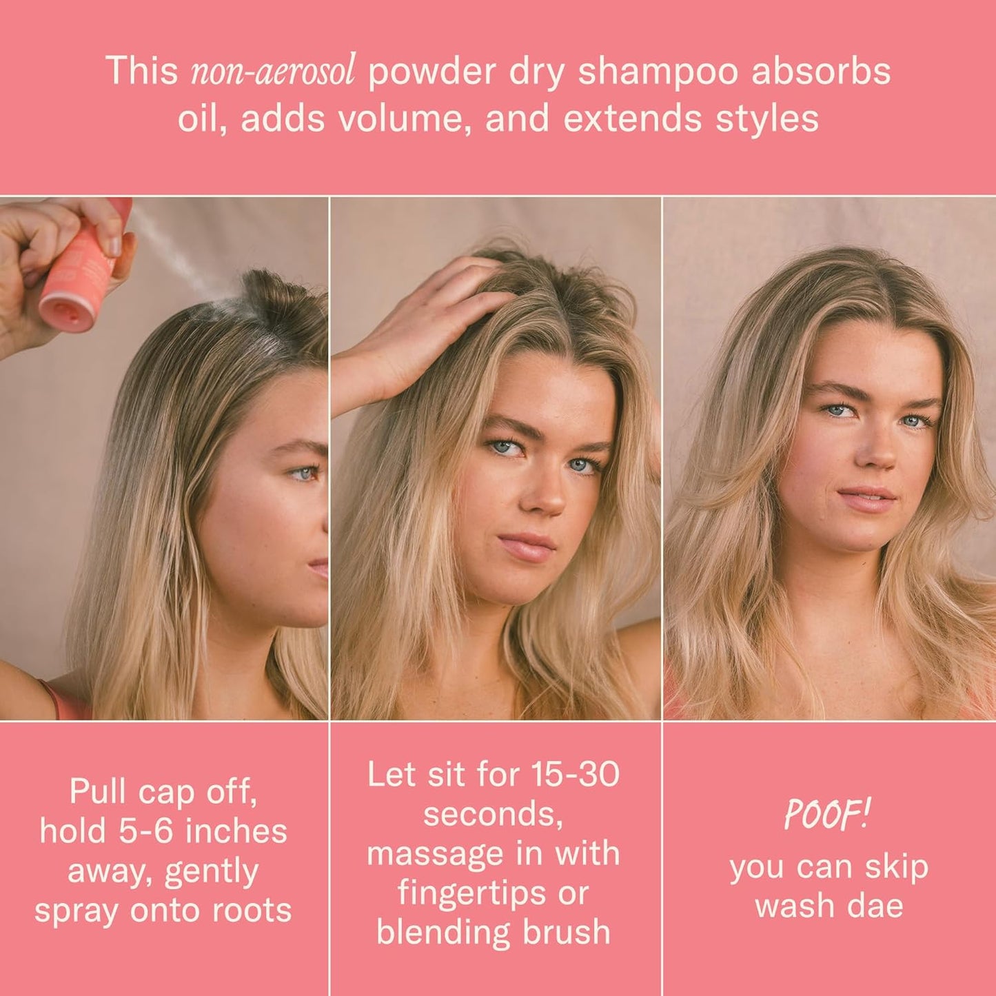 DAE Fairy Duster Dry Shampoo Powder - Non-Aerosol Natural Ingredients, Absorbs Oil & Refreshes Roots