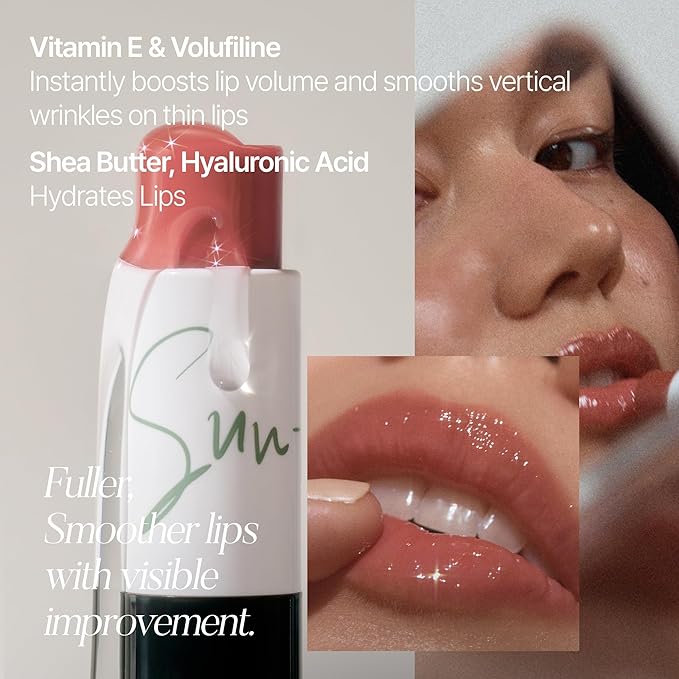 SUN-KISSED Plump Tinted Lip Balm, Lip Plumper, 70% Skincare Ingredients Providing Deep Hydration to Cracked & Chapped Lips, Lightweight Buildable High Gloss Finish, 01 Pure Wave (Clear)