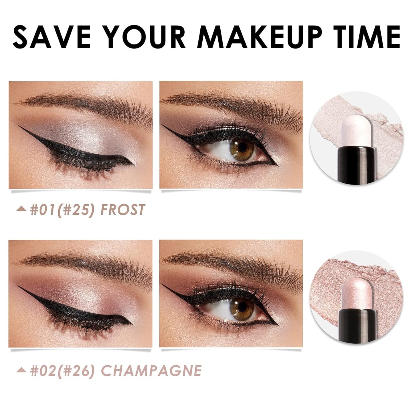 FOCALLURE (2 Pcs 2 in 1 Eyeshadow and Eyeliner Pen,Waterproof Eye Shadow Pencil,Hypoallergenic Eyeshadow,Highlighter Eye Liner,Multi-Dimensional eyes Look,Twilight