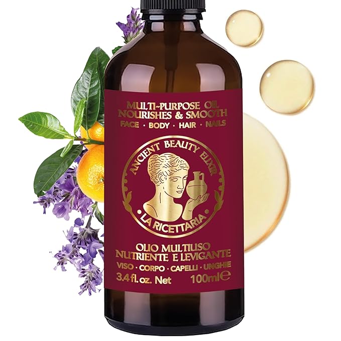 Natural Multipurpose Oil, Hydrating After-Shower Oil & Face Moisturizer, Nail Care with Apricot, Sweet Almond, Olive, and Vitamin E Oils, Skincare for Dry Skin