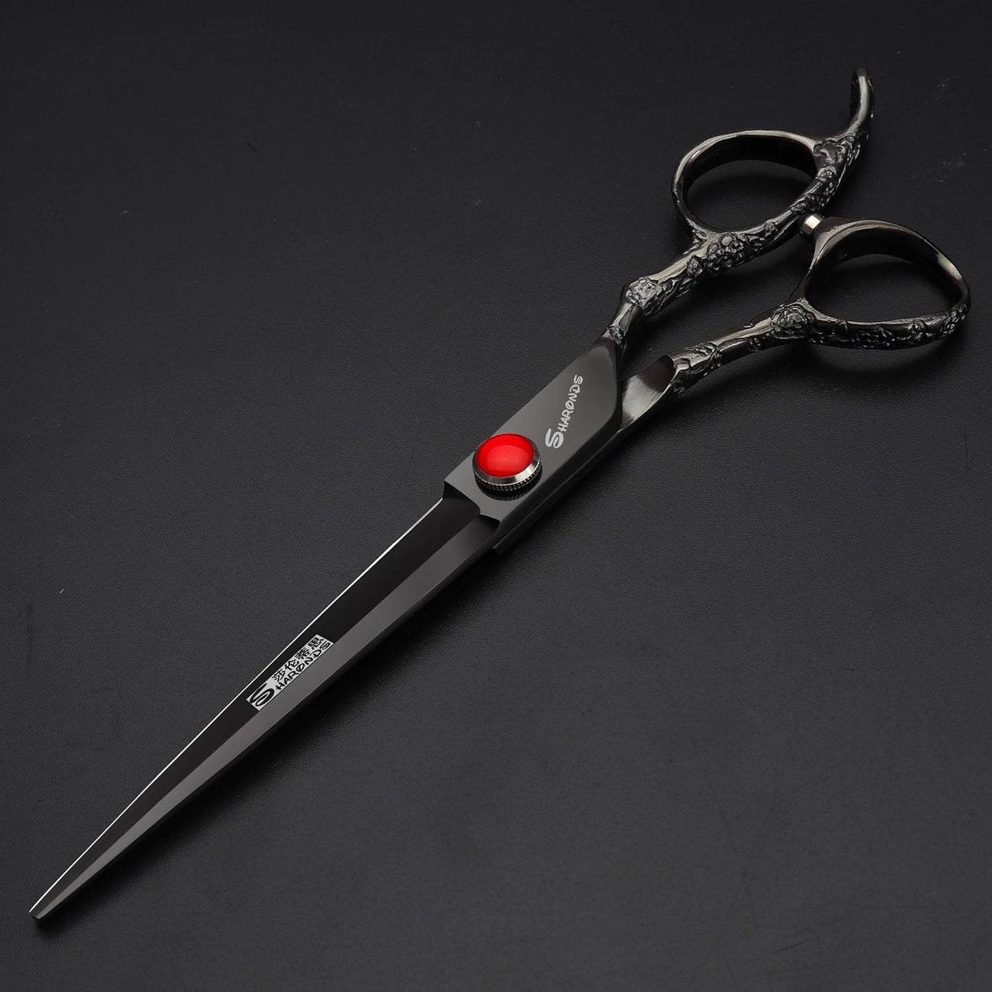 6/7/8-Inch Professional Hair Scissors Haircut Rose Pattern Hair Scissors Styling Tools Japanese Stainless Steel Scissor Set (7-inch cutting scissors-B)