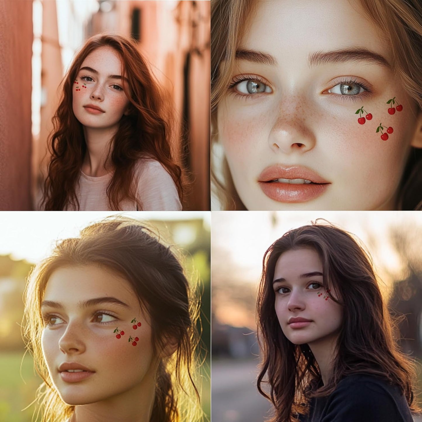 10pcs Cherry Face Makeup Patches, Temporary Facial Cherry Patches For Women, Waterproof, Adult