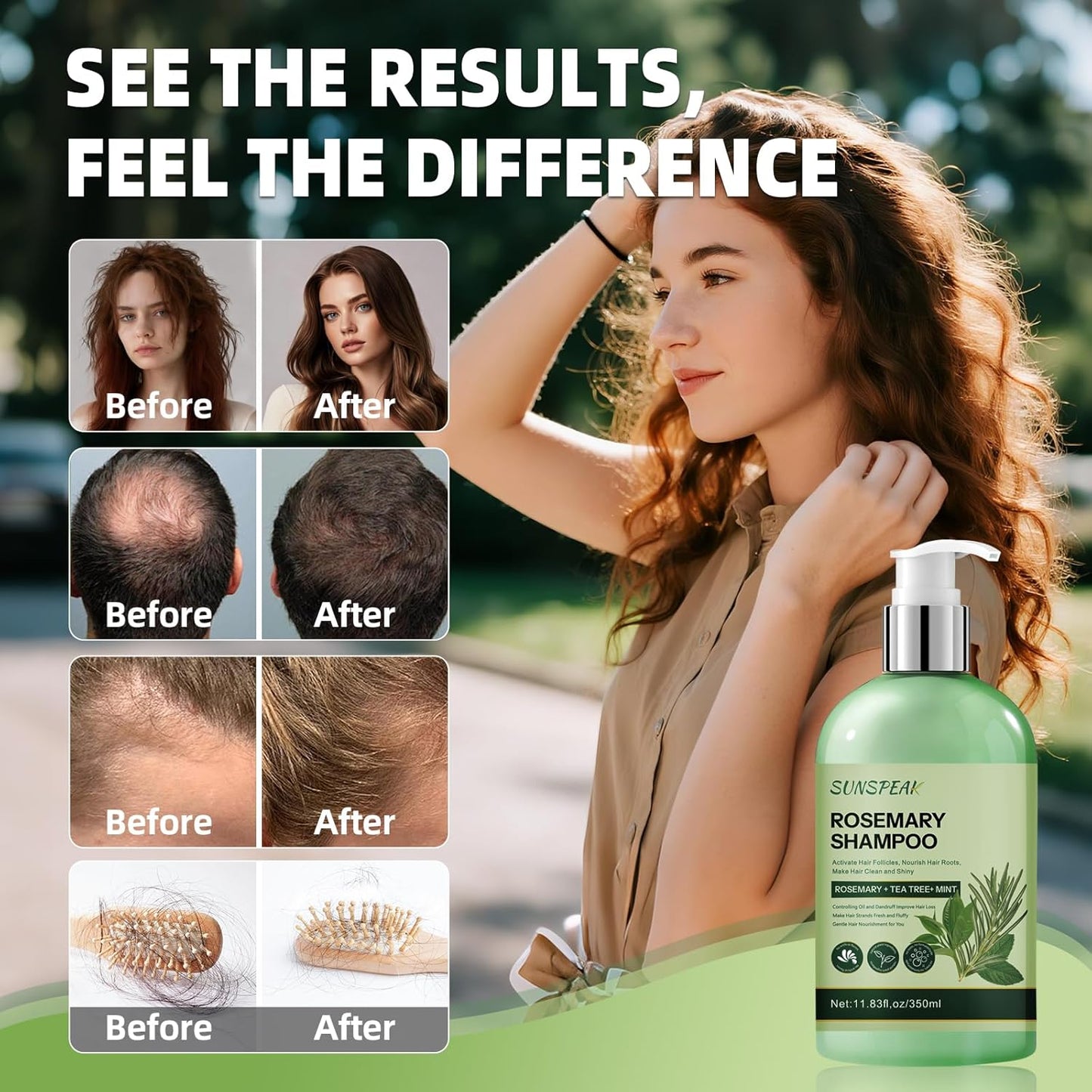 Rosemary Shampoo for Hair Growth: Thickening & Regrowth Shampoo with Tea Tree Oil Mint Biotin for Anti-Hair Loss & Thinning Hair for Women & Men - Strengthening Plant Formula, Sulfate Free