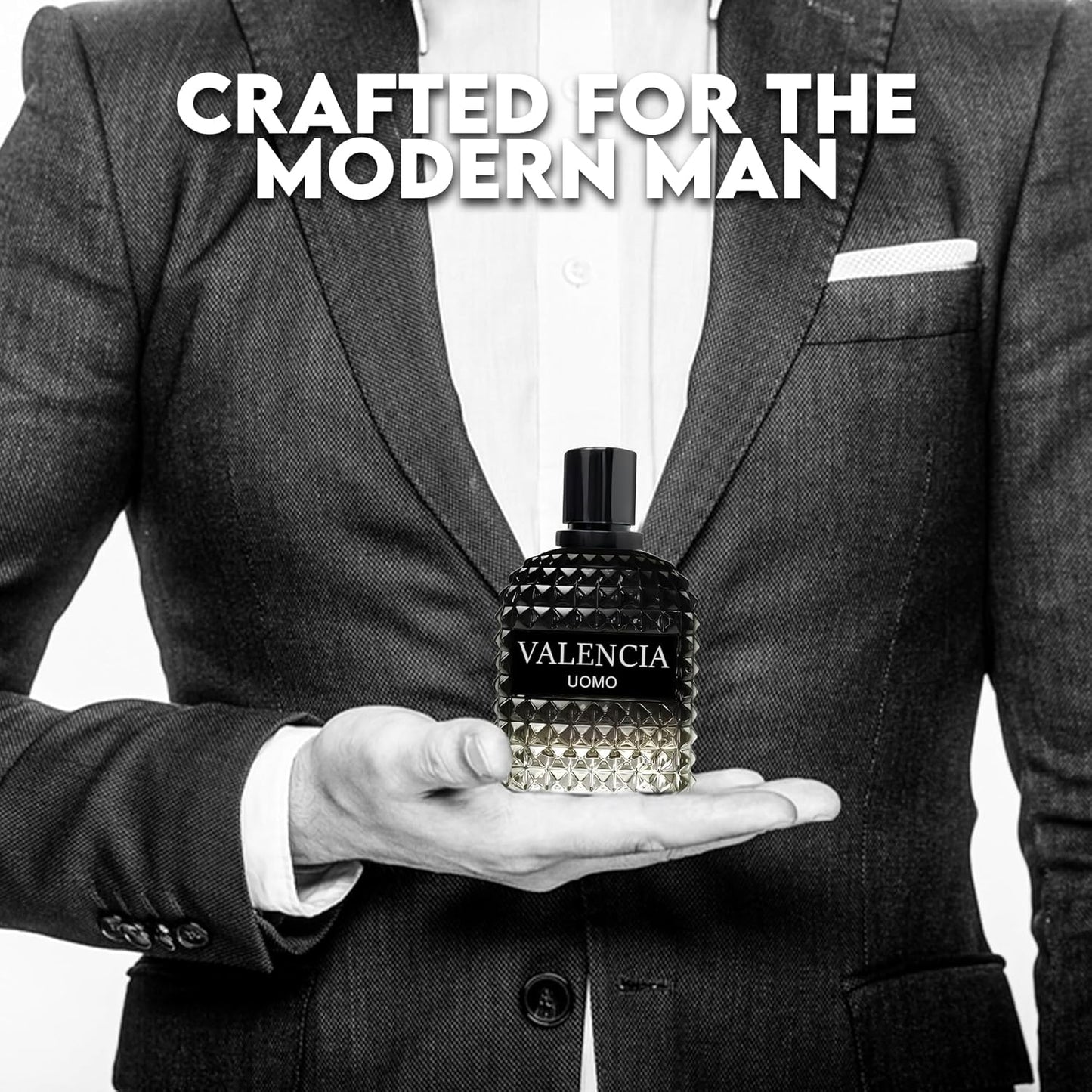 Valencia Uomo Sensual Woody Fragrance for Men | Long Lasting Cologne Aromatic Scent, Eau de Parfum Natural Spray - Great Holiday Gift, 3.4 Fl Oz/100 Ml