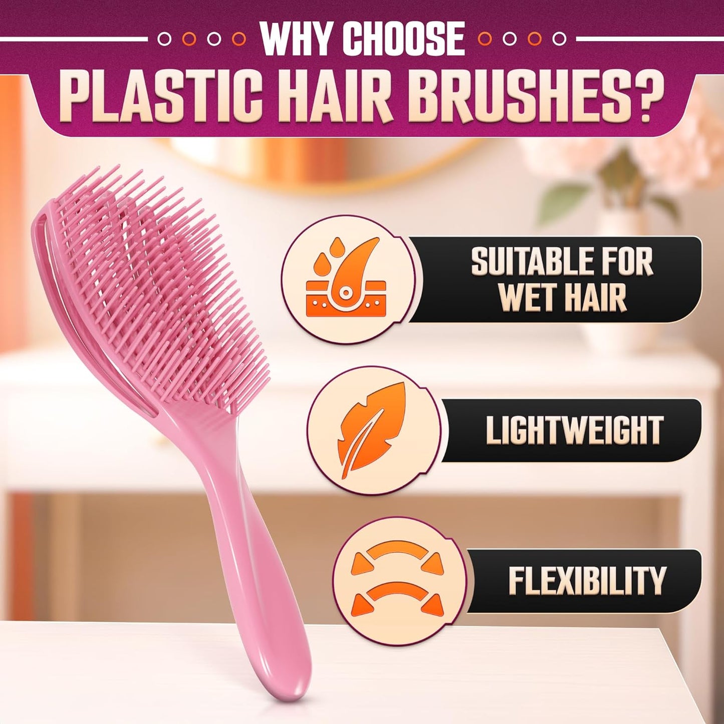 2 Pcs Detangling Curl Brush for Curly Hair Pink & Violet Set – Ergonomic Shell Shape Design and Scalp-Fitting Detangling Brush for Curly Hair and Locks – Easy Tangle Removal Curl Detangler Brushes