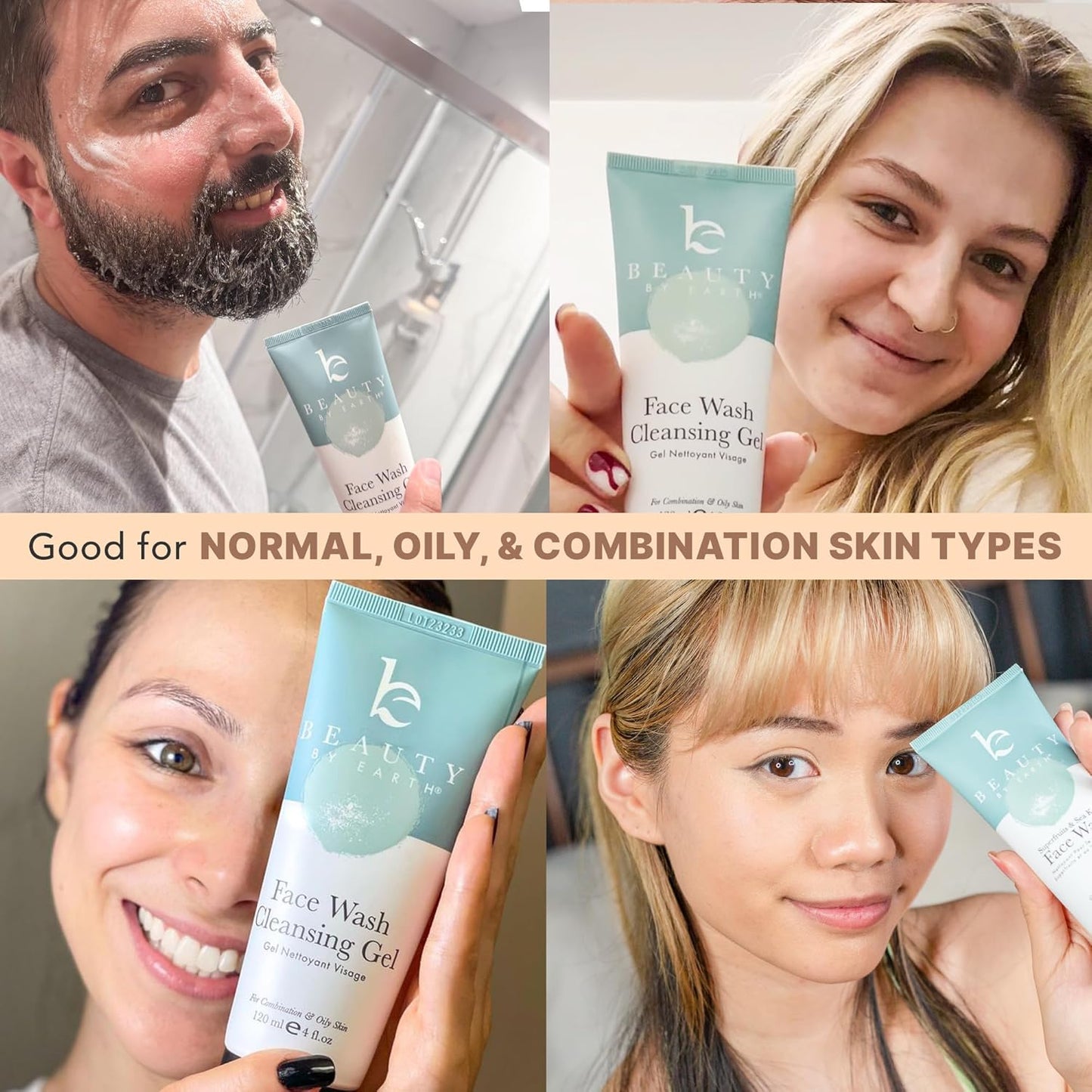 Beauty by Earth Clean Face Wash - USA Made with Organic & Natural Ingredients, Non-Toxic Facial Cleanser