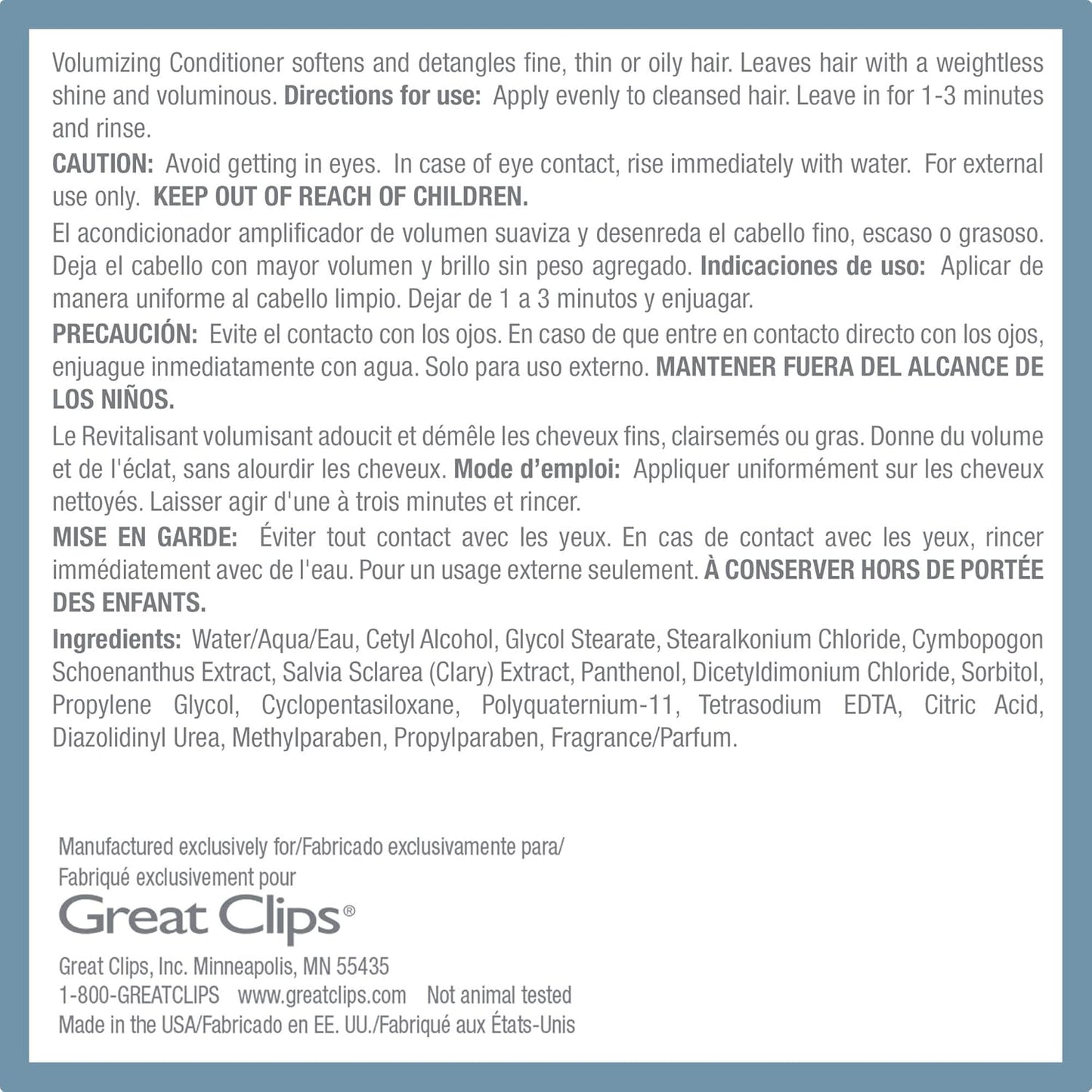 GREAT CLIPS Solutions Volumizing Conditioner, 10oz | Adds Volume, Thickness, & Shine | For Fine, Thin, & Oily Hair