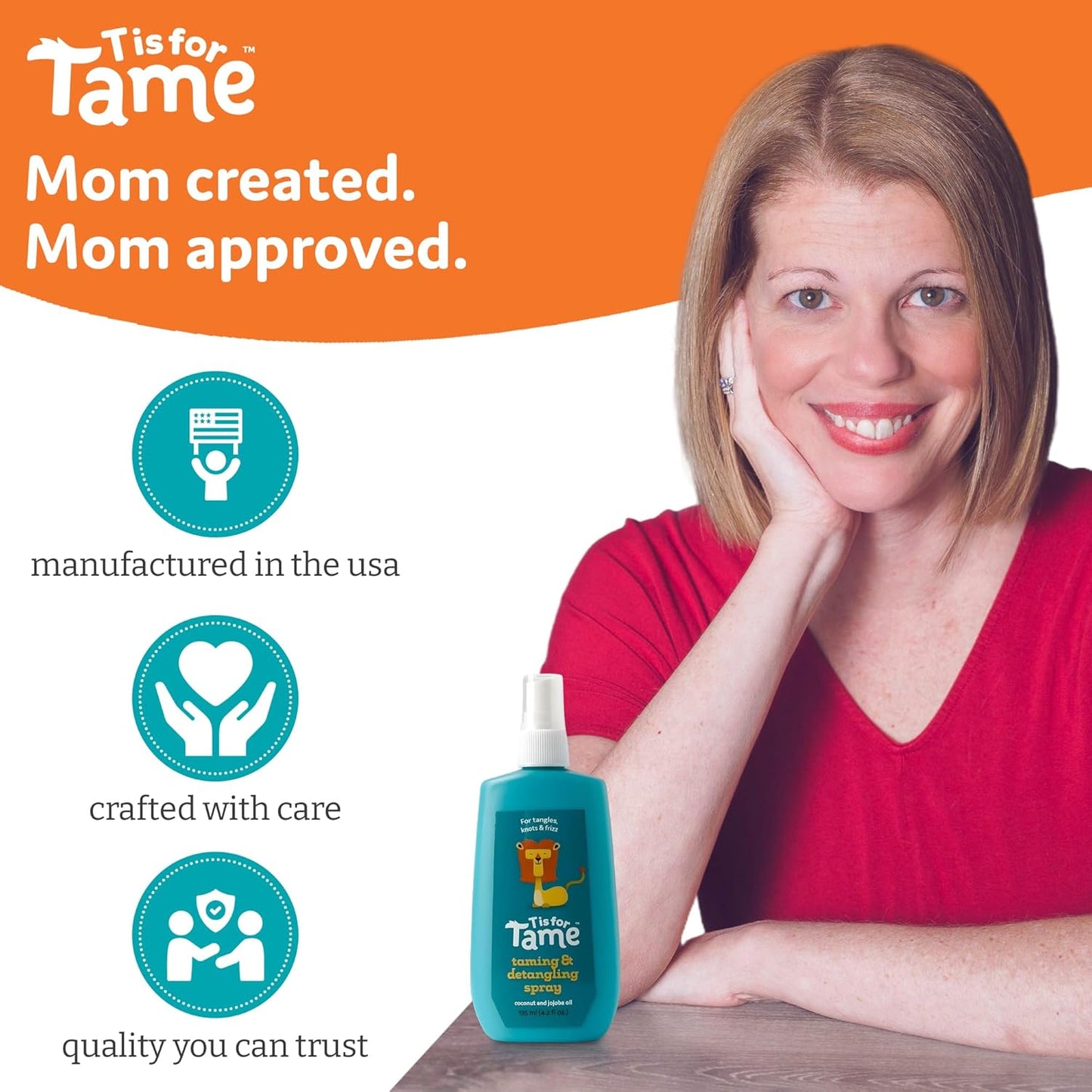 T is for Tame - Taming & Detangling Spray - Children's Hair Tamer with Natural Coconut Oil For Tangles, Knots & Frizz (Pack of 1)