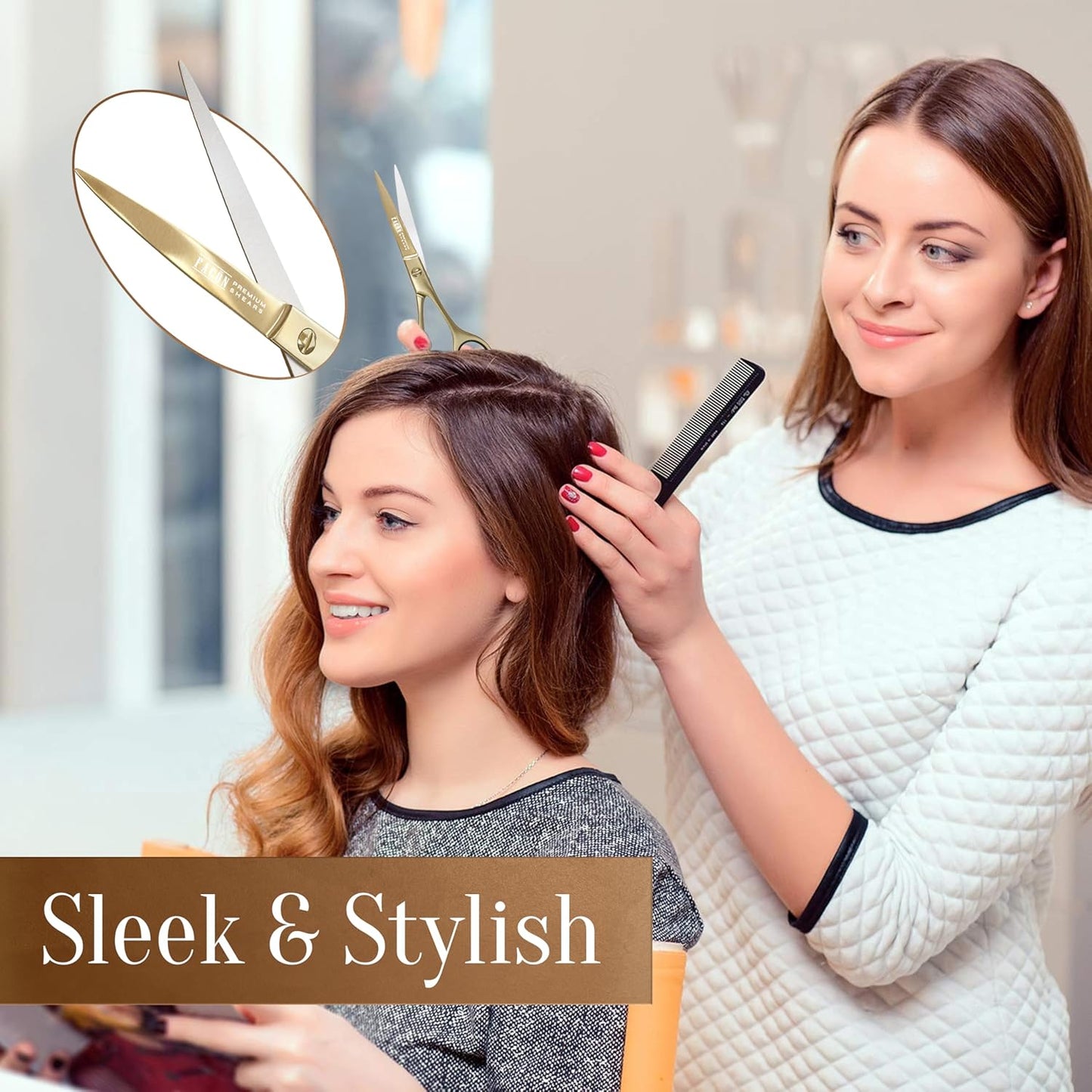 Facón Hair Cutting Scissors - Professional Hair Scissors 6.5 Inch Razor Edge Barber Shears Salon Hair Cutting Shears - Japanese Stainless Steel - Precision Cutting Premium Shears for Men, Women & Kids