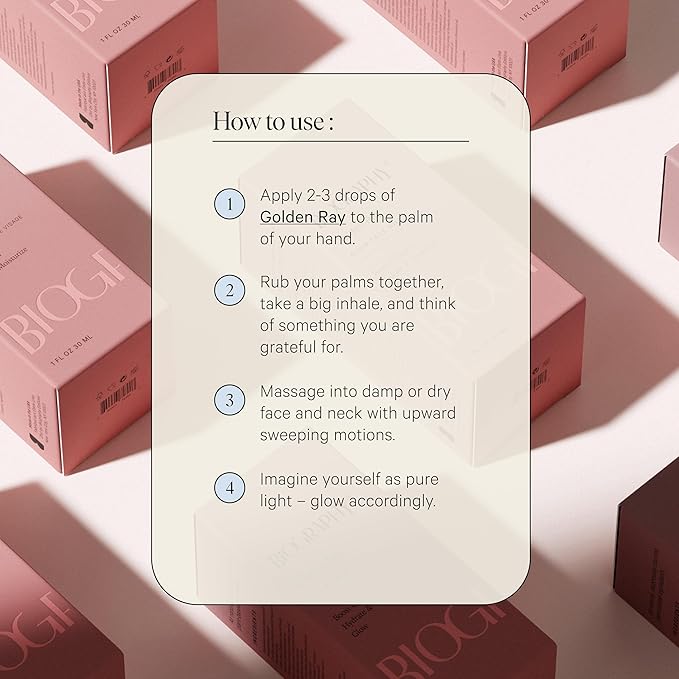 Golden Ray Glow Face Oil, 30ml. Collagen Boosting, Natural Skincare Moisturizing & Hydrating Facial Oil for Women. Incr Elasticity w/French Marine Algae, Jojoba & Rosehip for Fine Lines & Wrinkles