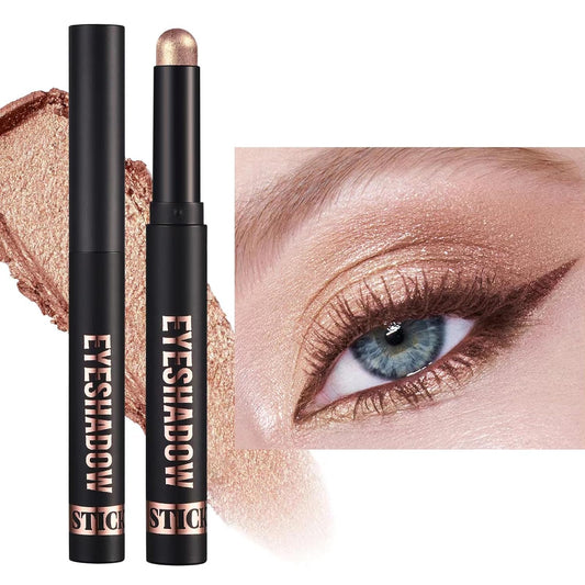 Rose Gold Eyeshadow Stick, Shimmer Cream Eyeshadow Pencil Makeup, High Pigment Long Lasting Waterproof Eye Shadow Pen Women Multi-Dimensional Hypoallergenic Eye Highlighter Stick (16#)
