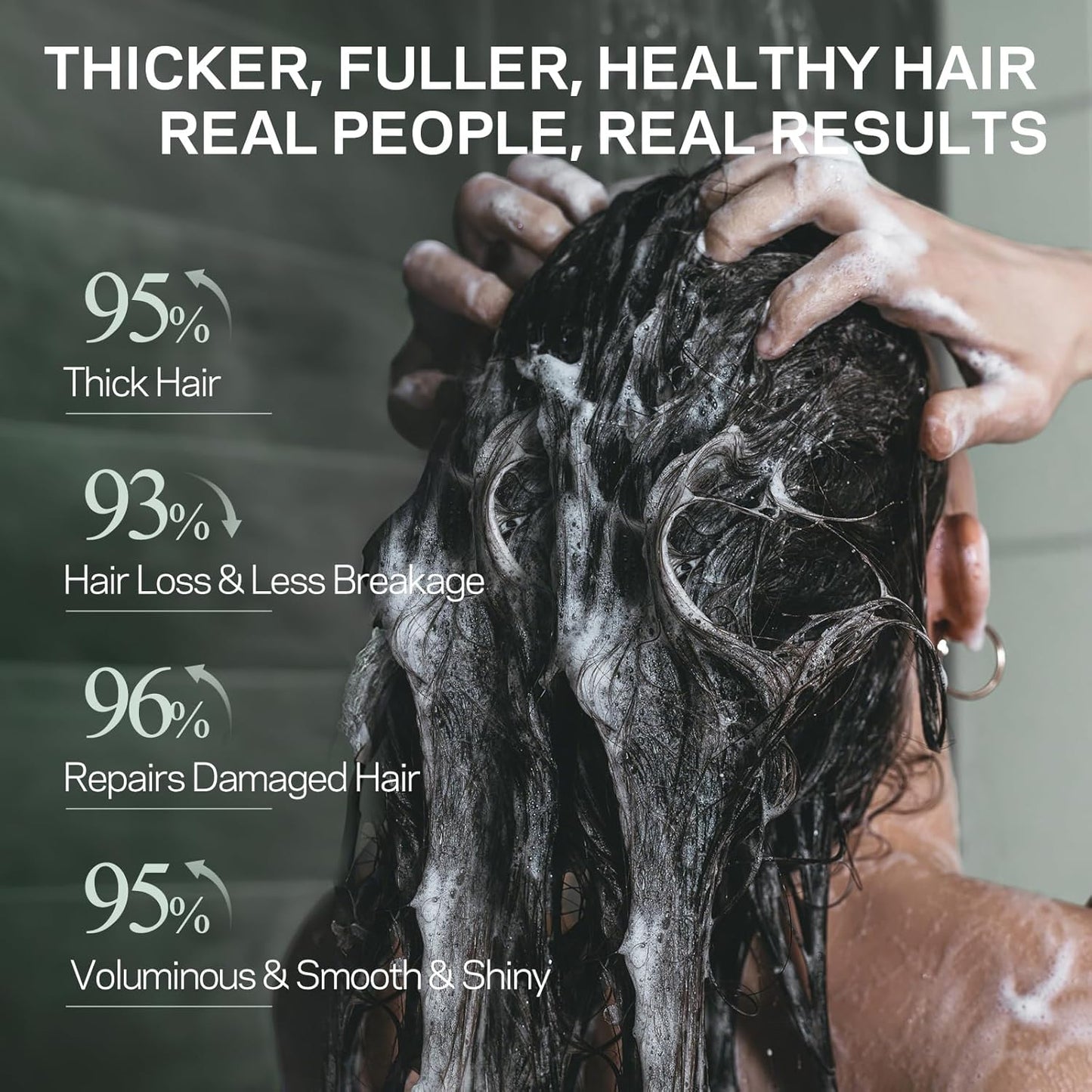 Rosemary & Hydrolyzed Keratin Hair Growth Shampoo, Organic Natural Shampoo for Thinning hair & Hair Loss with Biotin Mint Ginger Tea Tree, Paraben and Sulfate Free 10.15 fl. oz