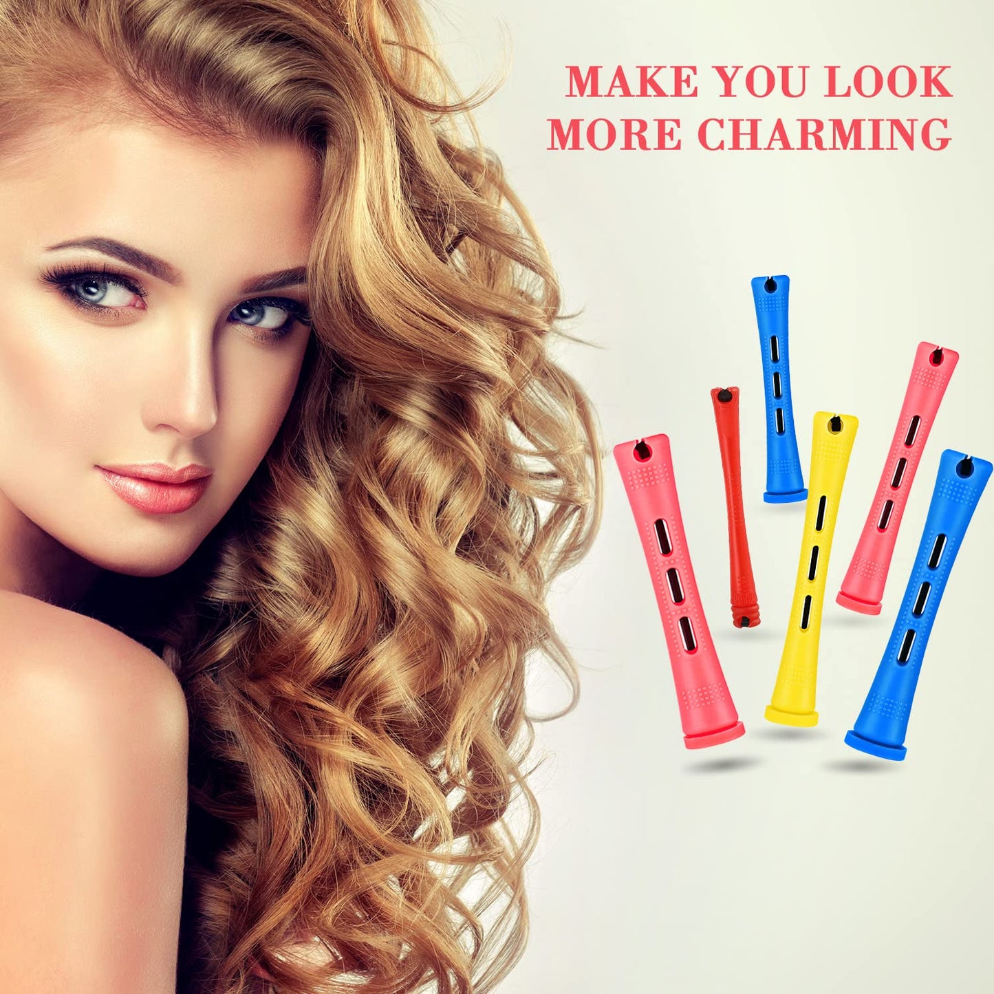 48 Pieces Hair Perm Rods Short Cold Wave Rods Plastic Perming Irons Hair Curling Rollers Curlers with Steel Pintail Comb Rat Tail Comb for Hairdressing Styling Supplies(Assorted Sizes,Multicolored)