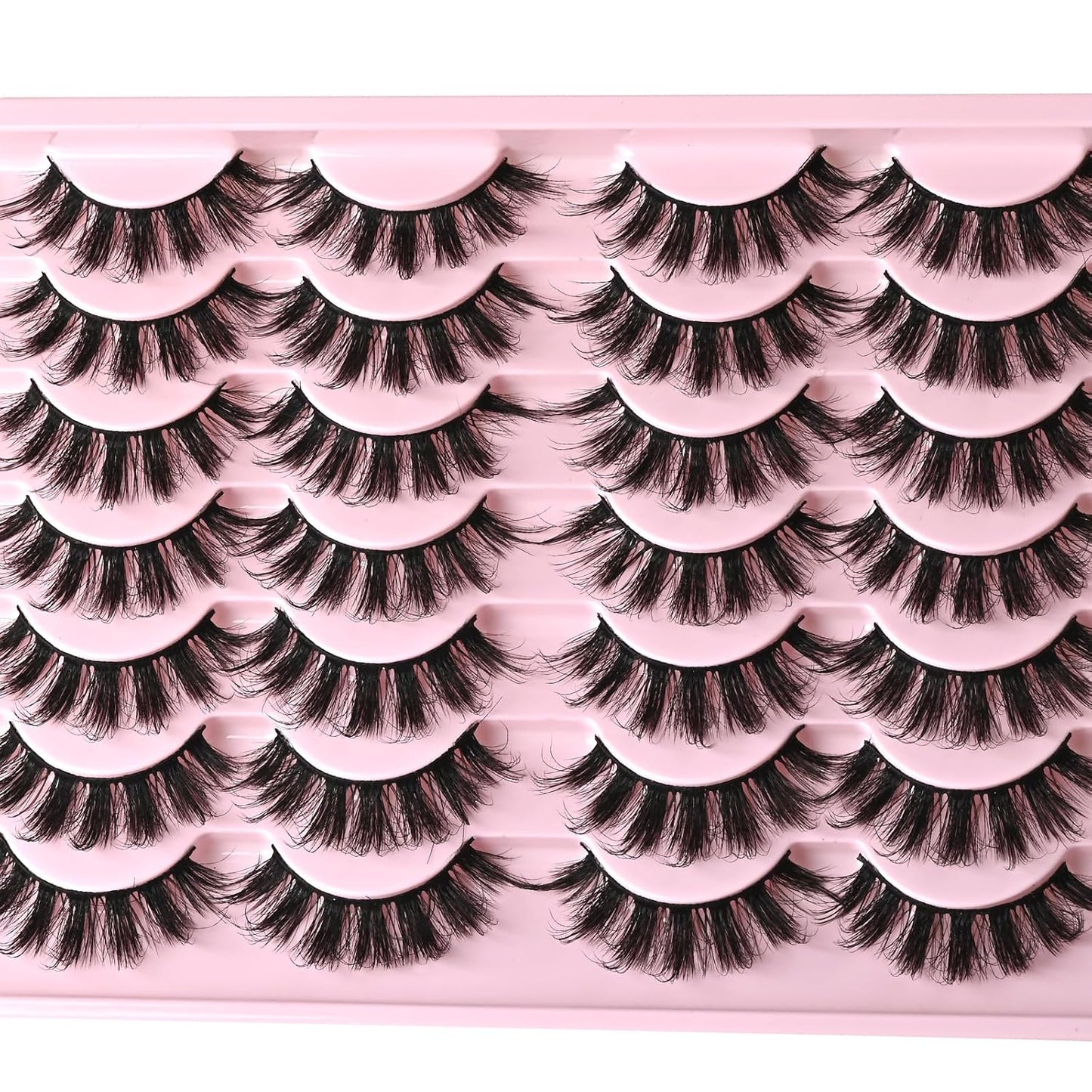 FARRED Lashes False Eyelashes Wispy Mink Lash Strips Natural Doll Eye Fake Eyelash Fluffy Wispies D curl Spiky Eye Lash Pack Easy Manga Lashes for Beginners (F6 | 11-17mm)