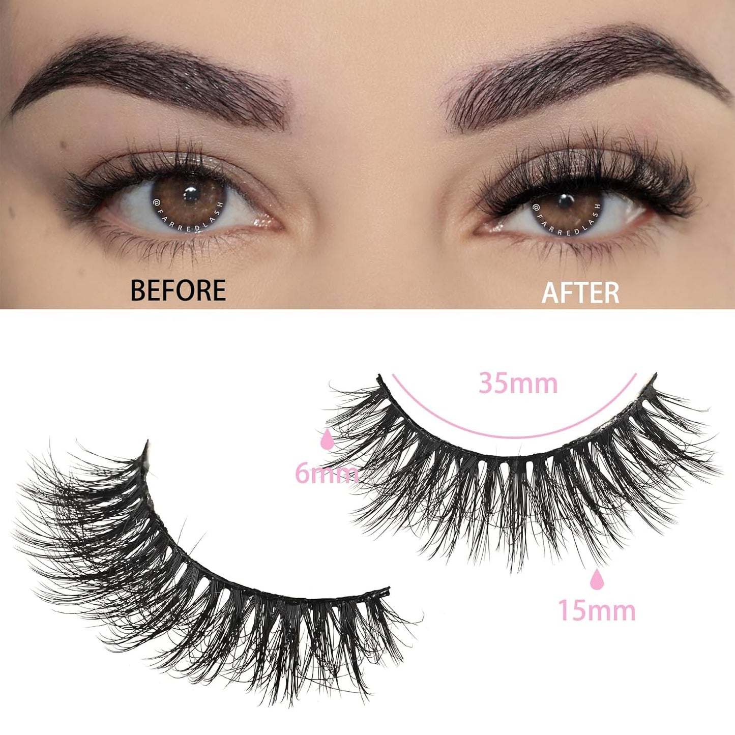 FARRED Lashes Natural Look Short Cat Eye Natural Lashes Fluffy Wispy False Eyelashes 14 Pairs Faux Mink Strip Eye Lashes Pack for Daily Makeup (F7 | 6-15mm)