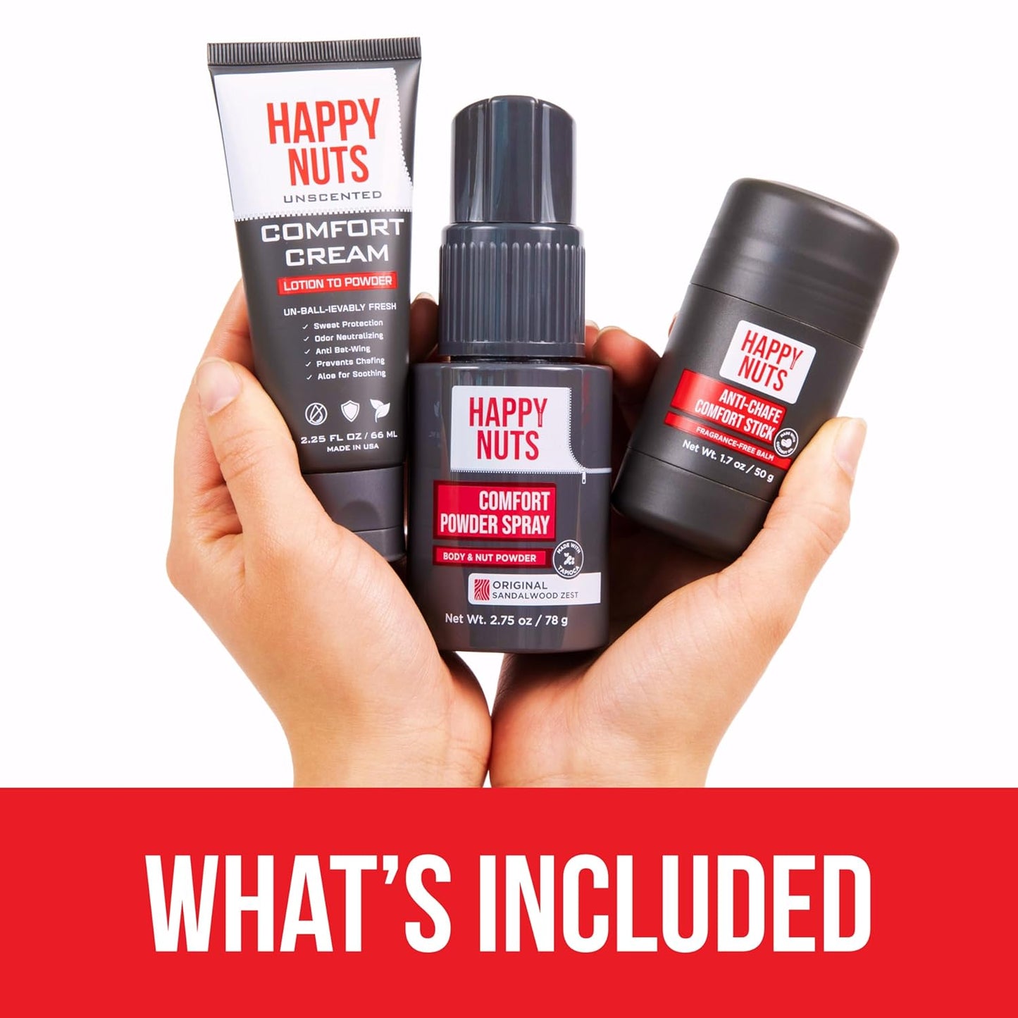 HAPPY NUTS - Nuts About You Anti Chafing Deodorant Essentials Bundle Kit - Gift Set for Men to Stay Fresh All Year Long