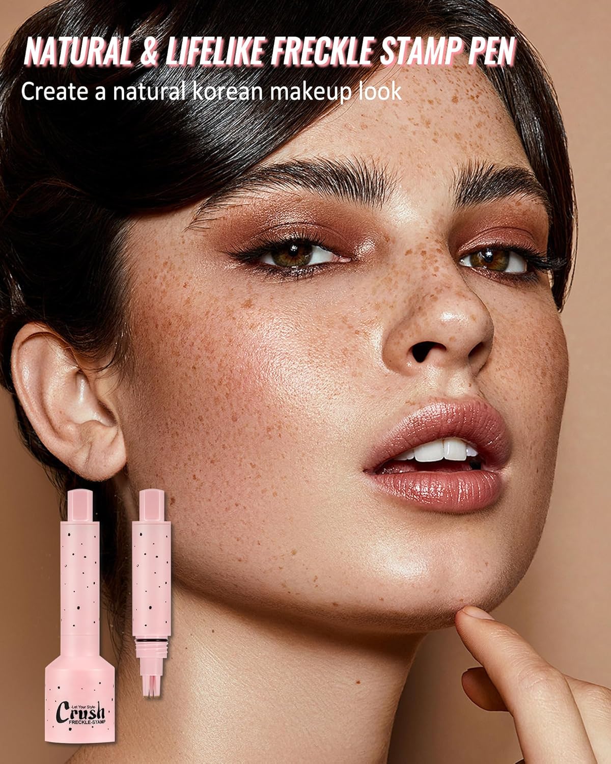 Freckle Stamp, Natural Vivid Faux Freckles Pen, Long Lasting Waterproof Quick Dry Magical Fake Freckle Stamp Pencil, Get Sun-kissed Stars Makeup in One Press, Makeup Gift for Women Girl -02 Medium