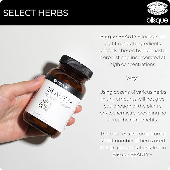 Blisque - Natural Beauty Supplement for Nail Strength, Hair Growth, and Skin Care | with Biotin & Hyaluronic Acid | Doctor Approved | Vegan and Non-GMO | 90 Capsules