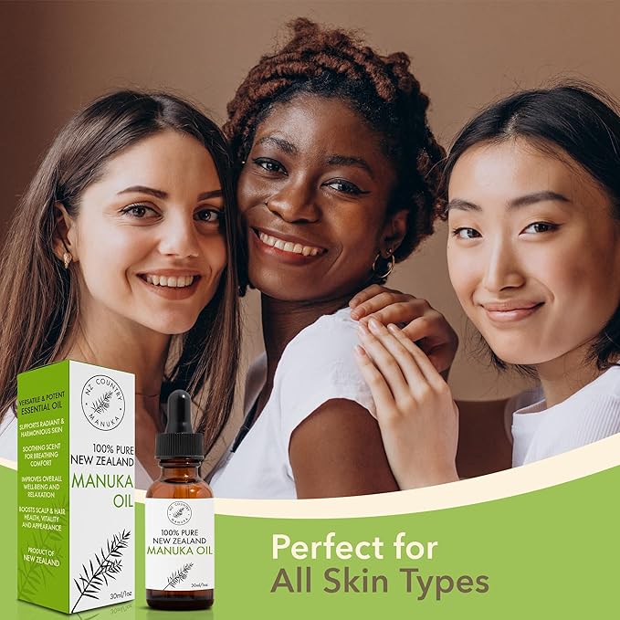 100% Pure New Zealand Manuka Oil | Organic Essential Oil | 35x Stronger Than Tea Tree | Natural Skin Care | Toenails | Diffuser | Aromatherapy | Nails | Hair | Skin | Lips