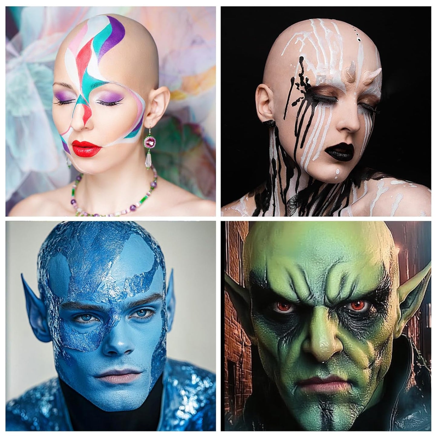 Bald Cap Kit Costume Makeup Kit for Men Adults,Complete Bald Cap SFX Makeup Kit with Tools & Instructions,Professional BaldCap for Halloween Costumes, Cosplay, and Theater